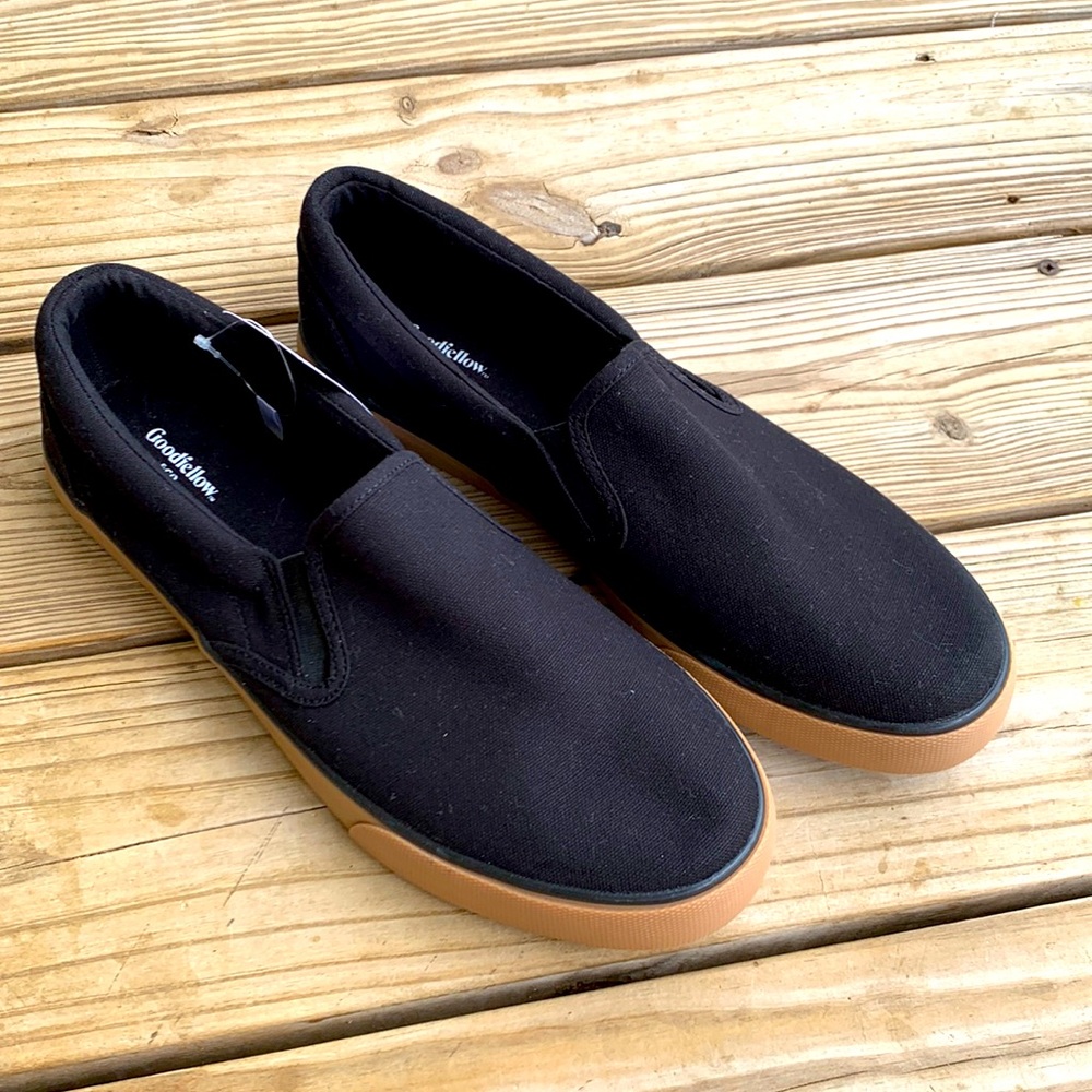 NWT Men’s Goodfellow & Co Phillip Black Canvas Slip-On Tennis Shoe, Size 11